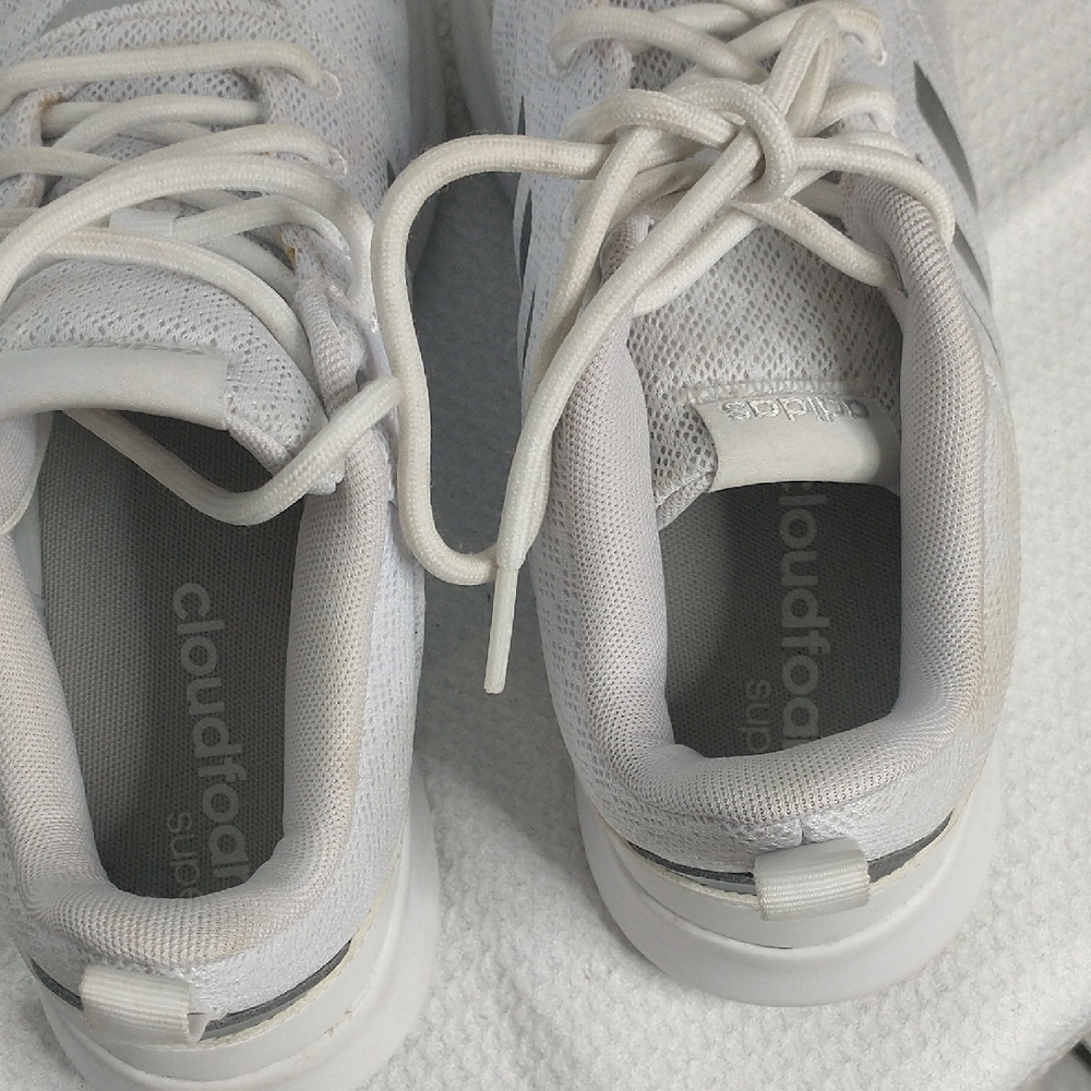 Adidas Cloudfoam "Super" White & Gray Ladies Size 7.5 Running Shoes. VGC. (H&J) - Picture 7 of 11